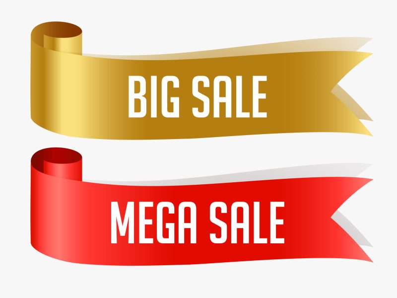 red and golden sale ribbons banner
