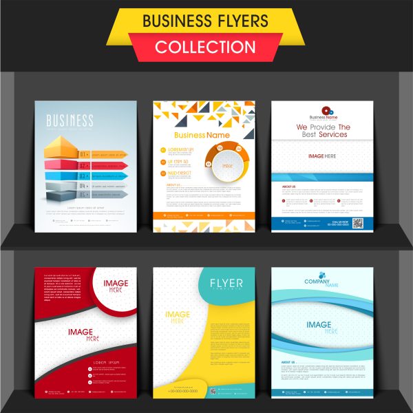 Set of six professional business flyers or templates design with space to add your image.
